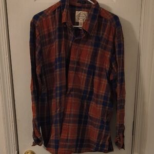 St. John's Bay Men's Checkered Button Down Shirt - Orange and Navy